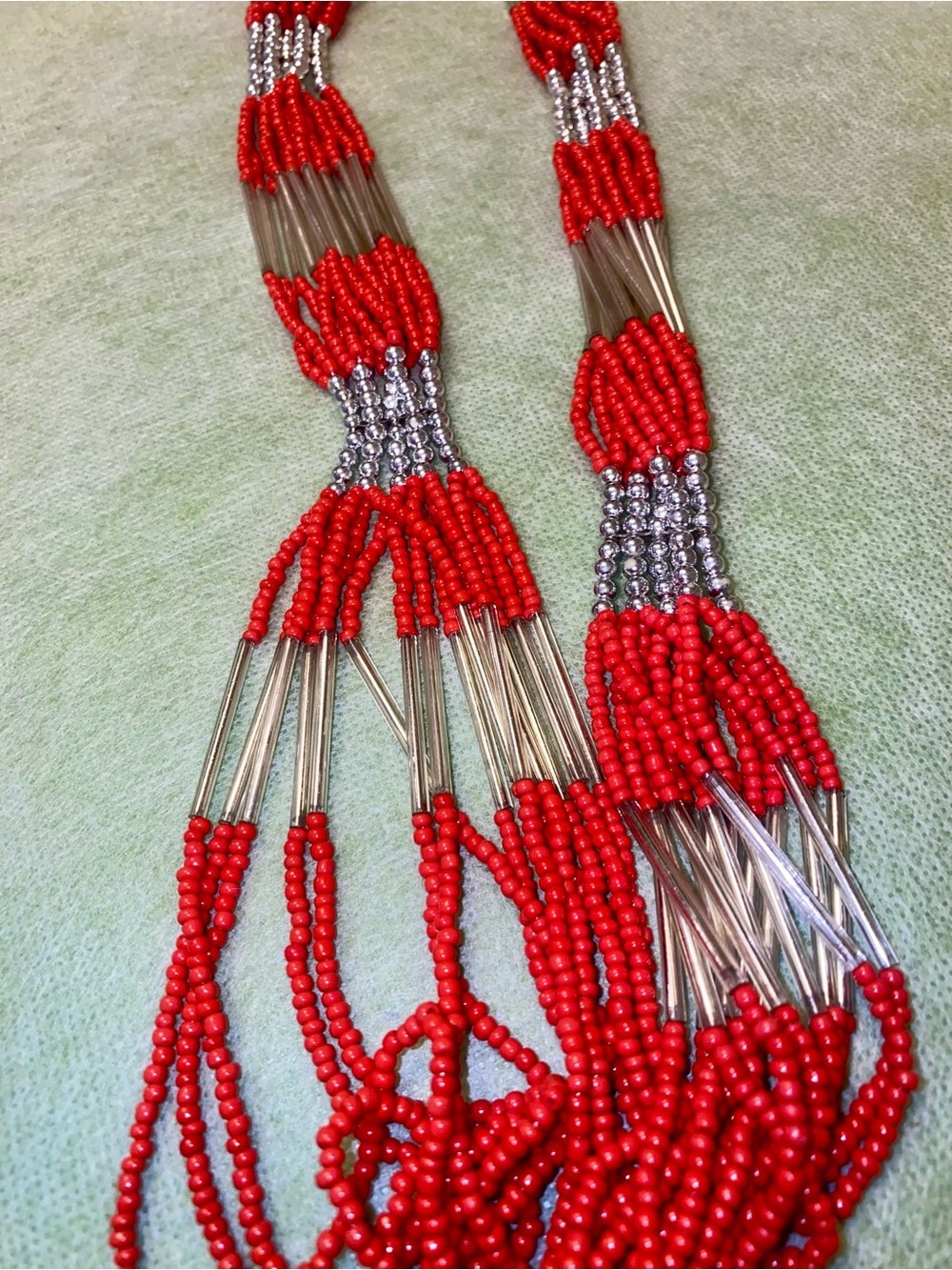 Red Beaded Multi-Strand Necklace - Picture 3 of 5